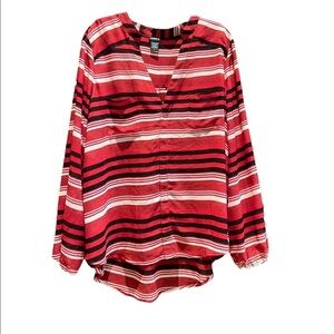 TORRID LONG SLEEVE SHEER STRIPED BLOUSE-2XL